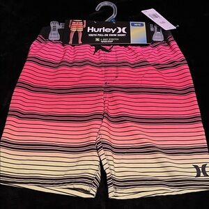 Hurley Kids Swim Trunks - Pink and Yellow Stripes